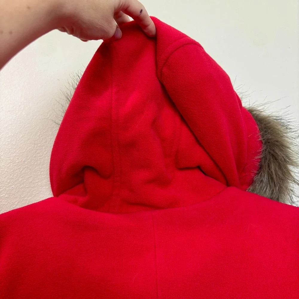 Girls Red Old Navy Hoodie (faux‎ fur trim) Jacket  XL 14 Zip &Toggle buttons